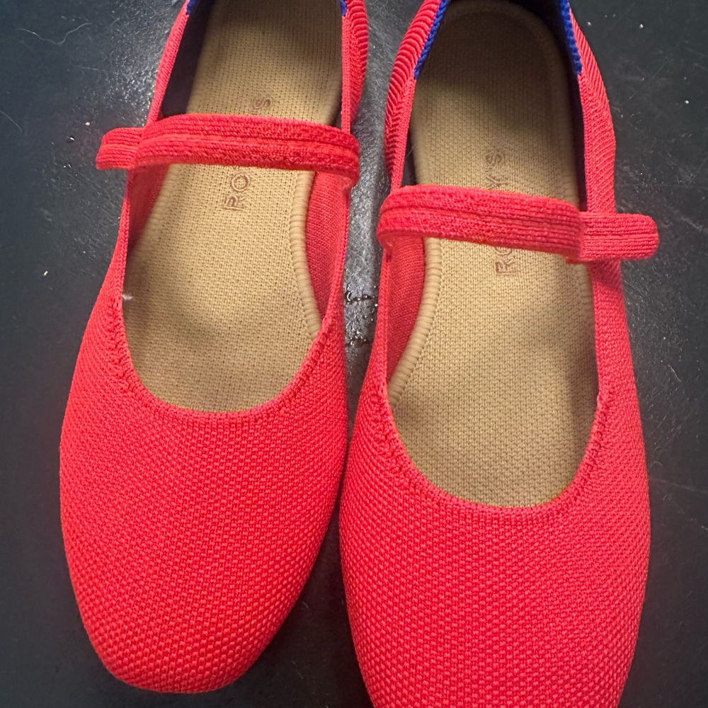 Rothy's Red Flats with Blue Accents